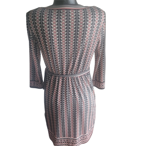 Max Studio Black and Red Patterned Faux Wrap Dress S - Picture 6 of 7